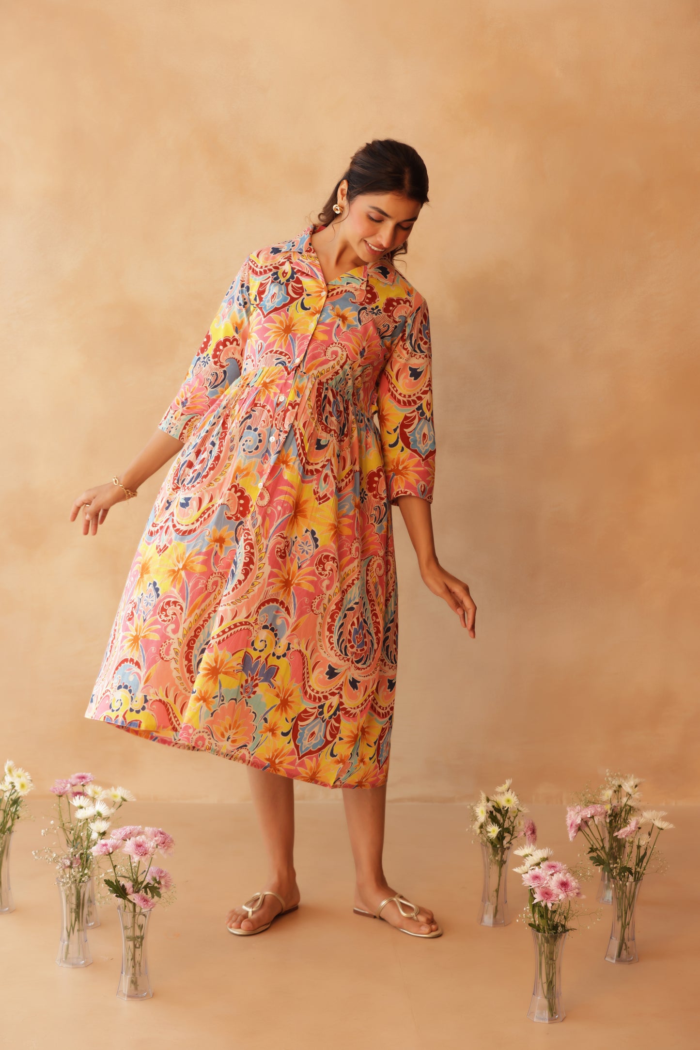 Gulabi Gulmohar Maternity & Nursing Dress