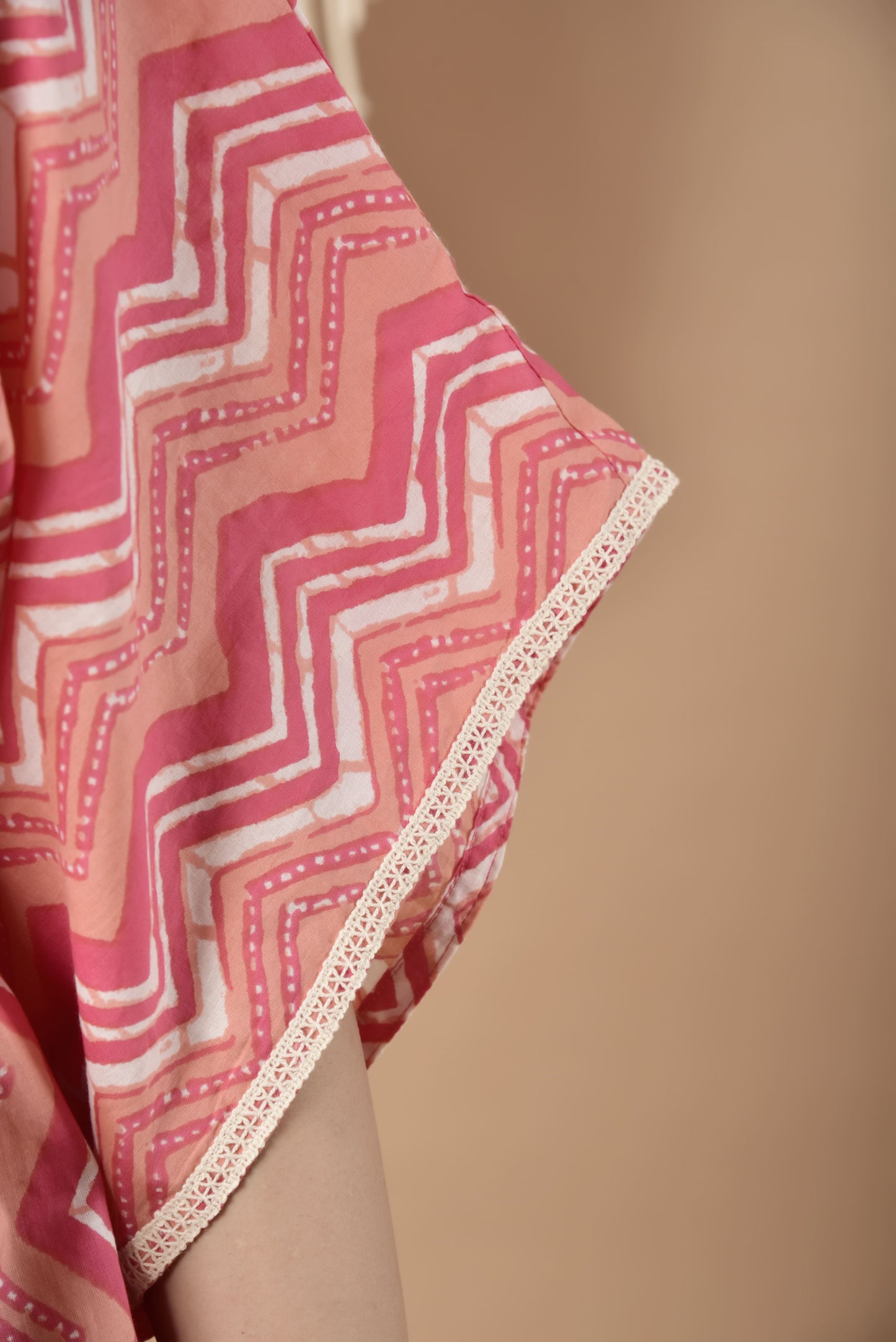 Whimsical Zigzags Cotton Midi Kaftan