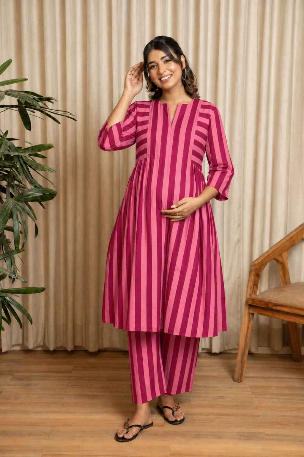 Pink Sorbet Stripeplay Maternity & Nursing Co-ord Set