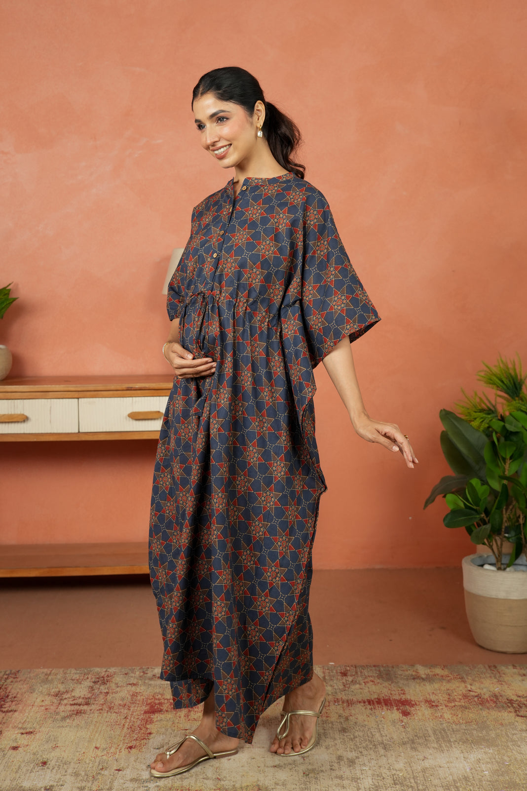 Indigo Starburst Maternity & Nursing Kaftan