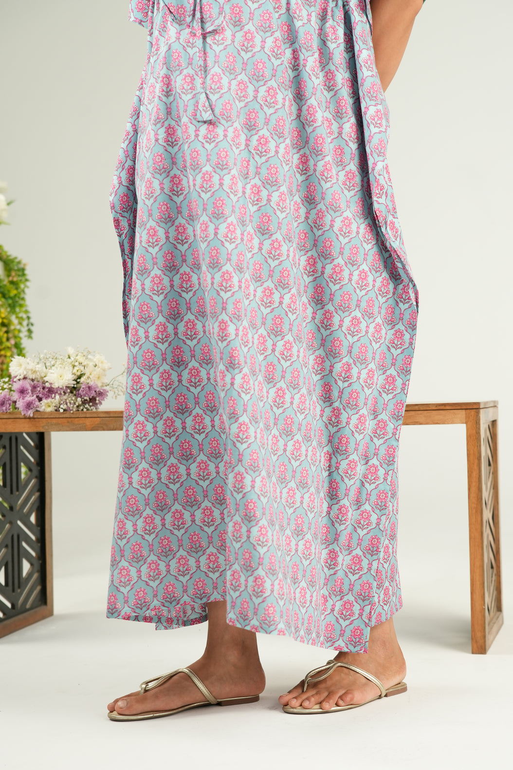 Vintage Rose Trellis Maternity & Nursing Kaftan