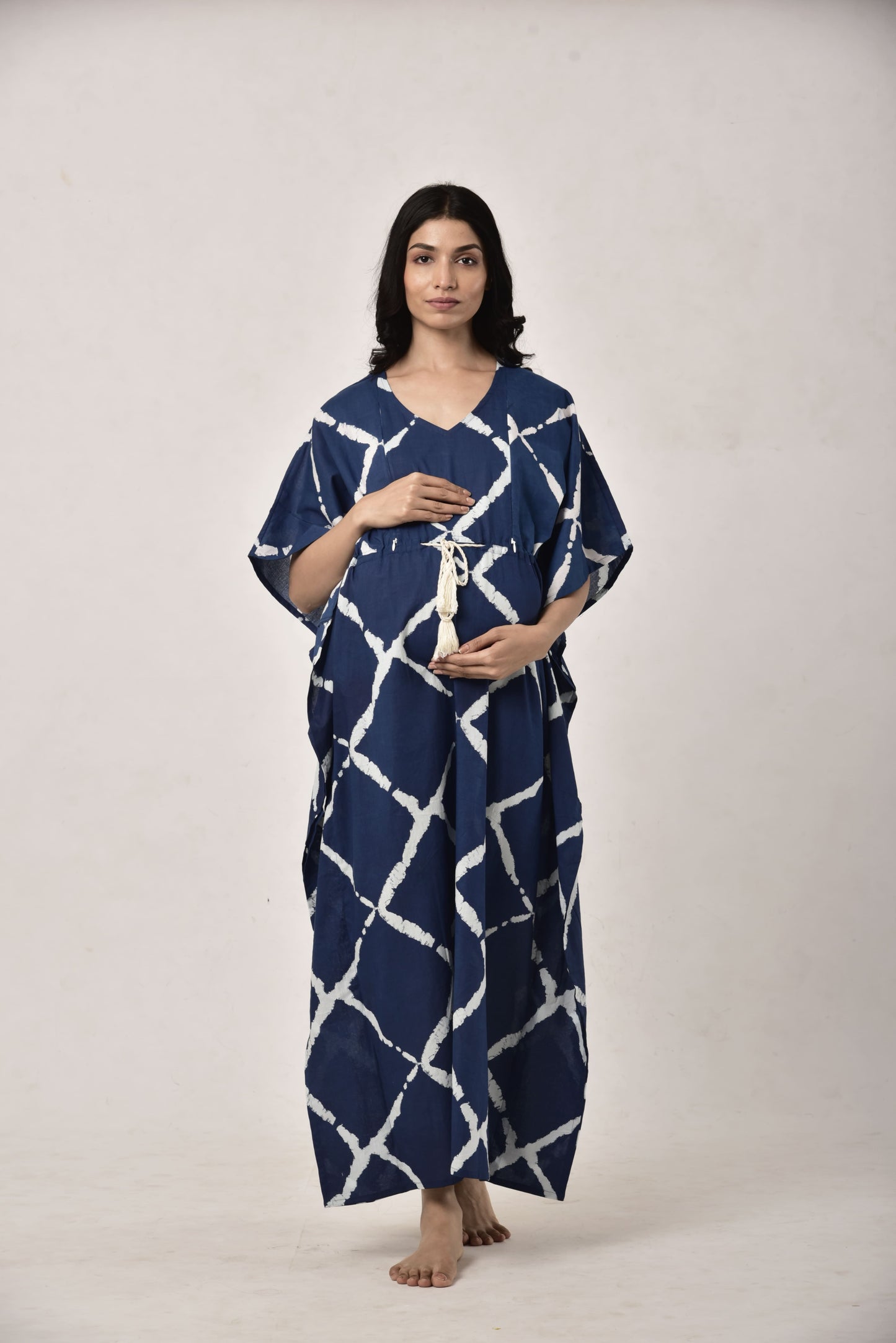 Crisscross Indigo Maternity & Nursing Kaftan