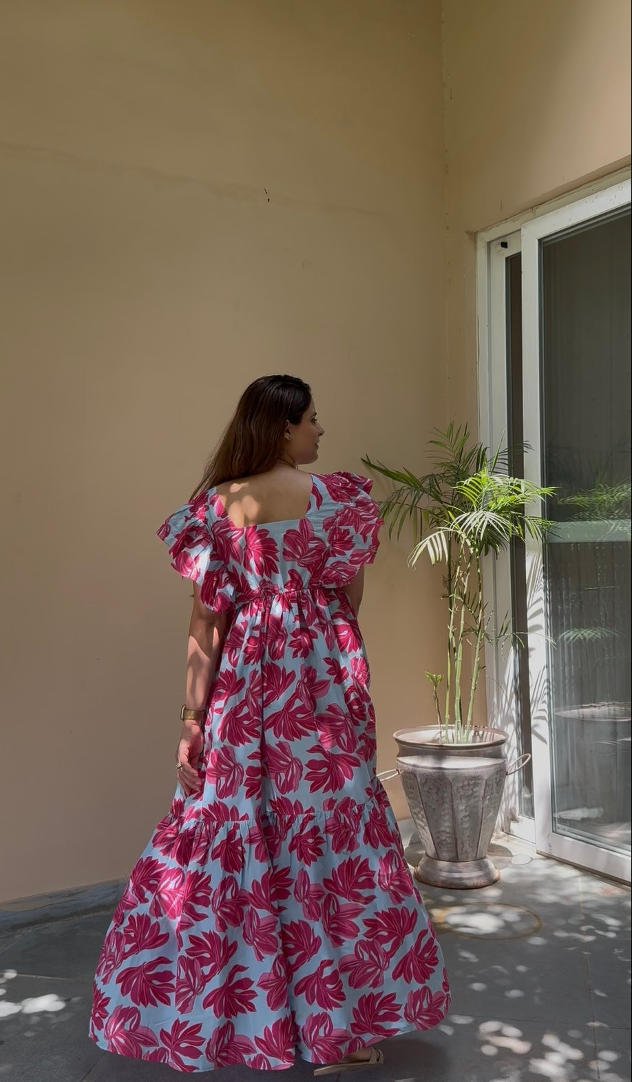 Whispering Leaves Cotton Tier Dress