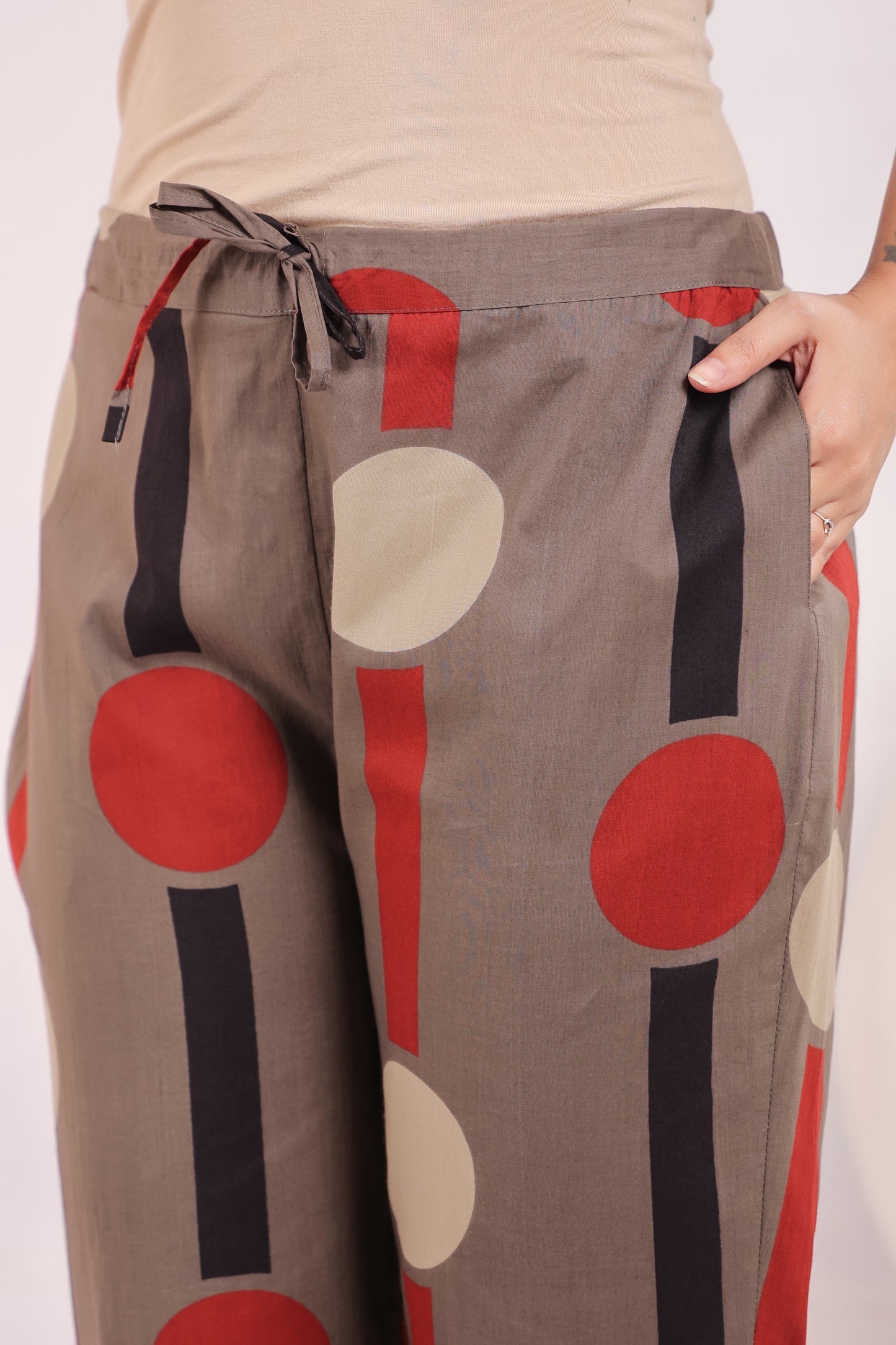 Tribal Echo Grey Maternity & Nursing Kurta Set