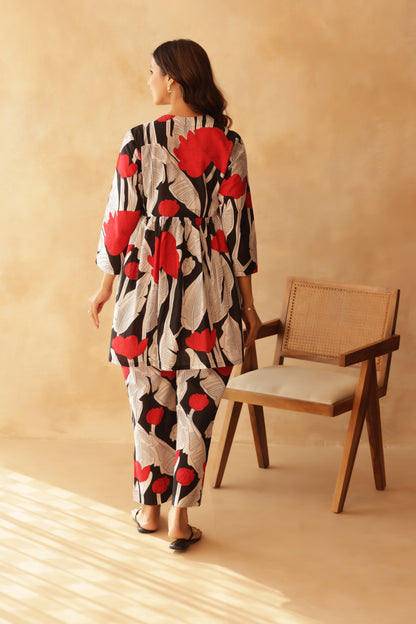 Noir Floral Affair Maternity & Nursing Co-ord Set