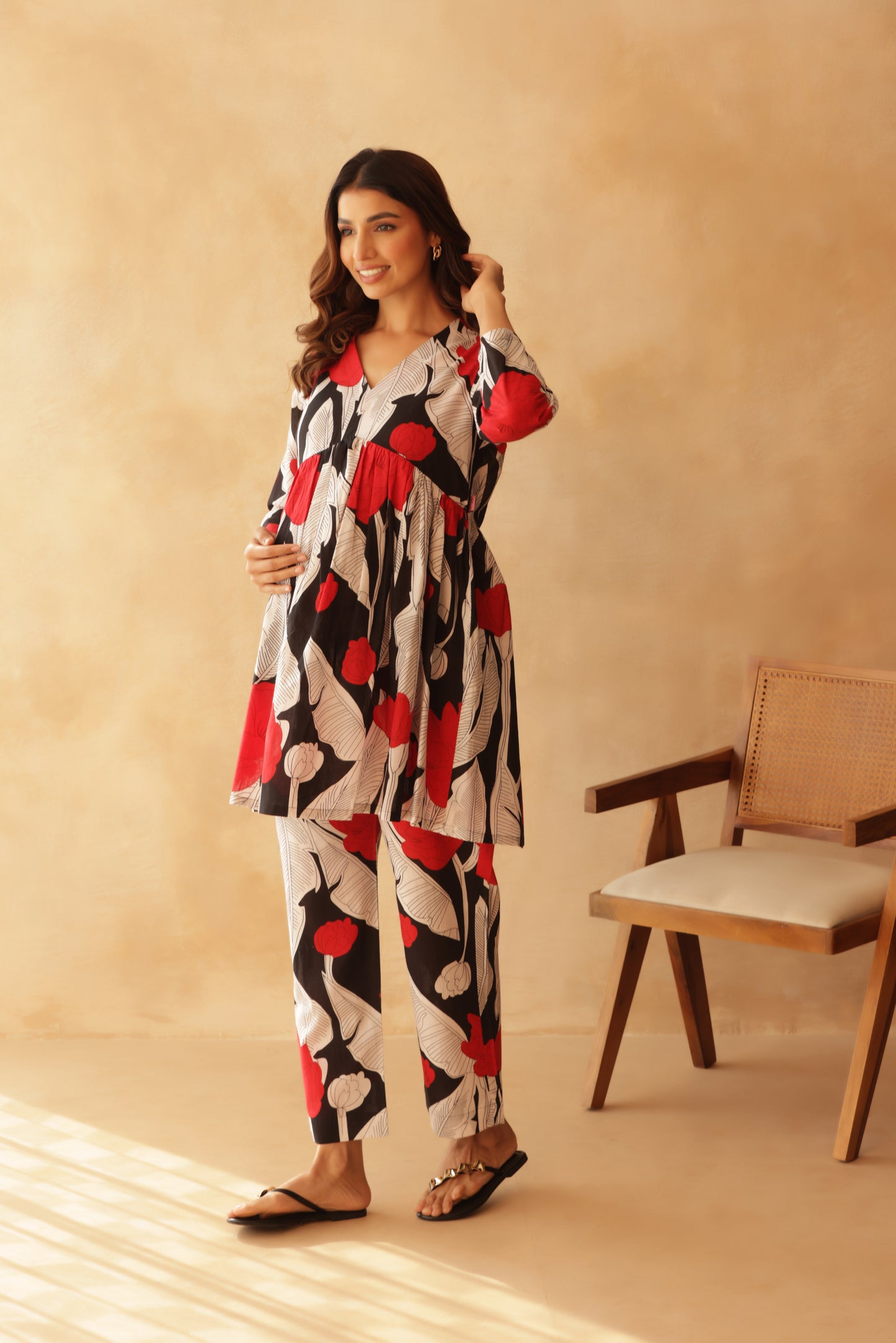 Noir Floral Affair Maternity & Nursing Co-ord Set