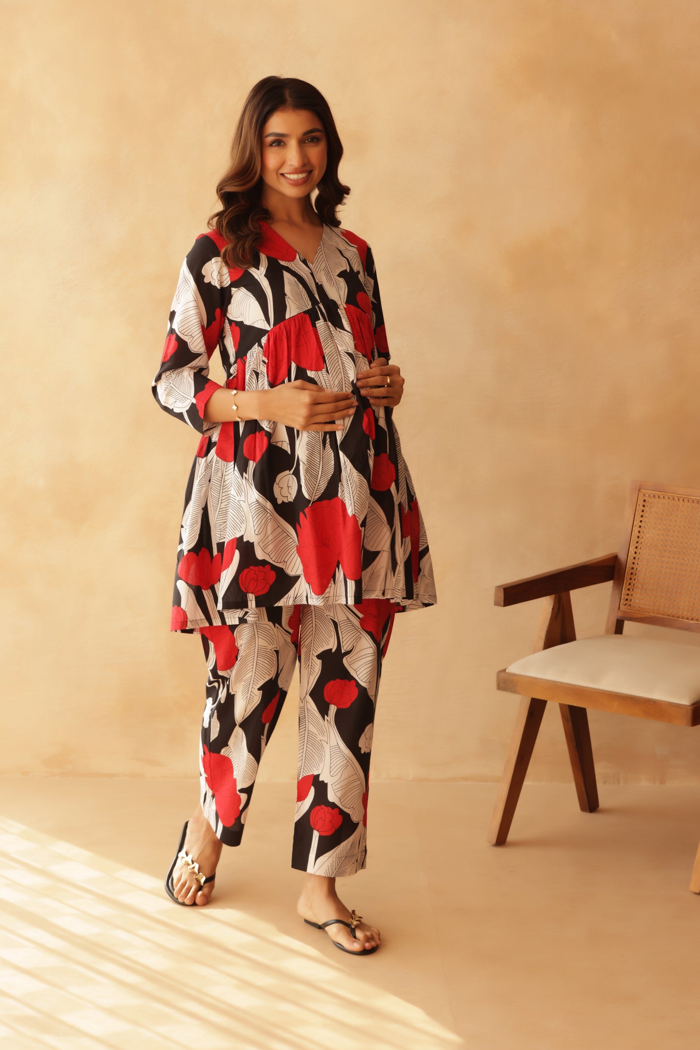 Noir Floral Affair Maternity & Nursing Co-ord Set