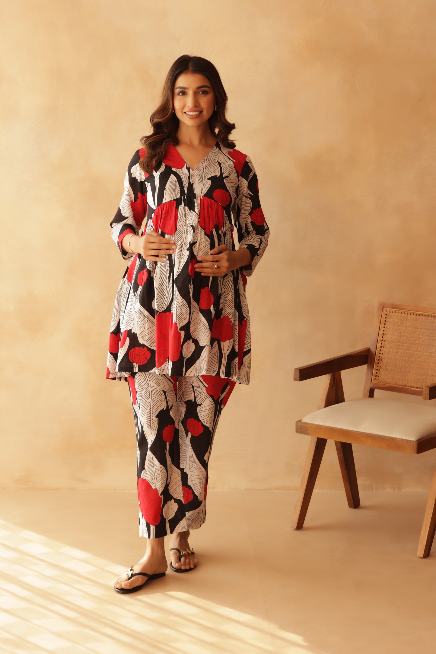 Noir Floral Affair Maternity & Nursing Co-ord Set