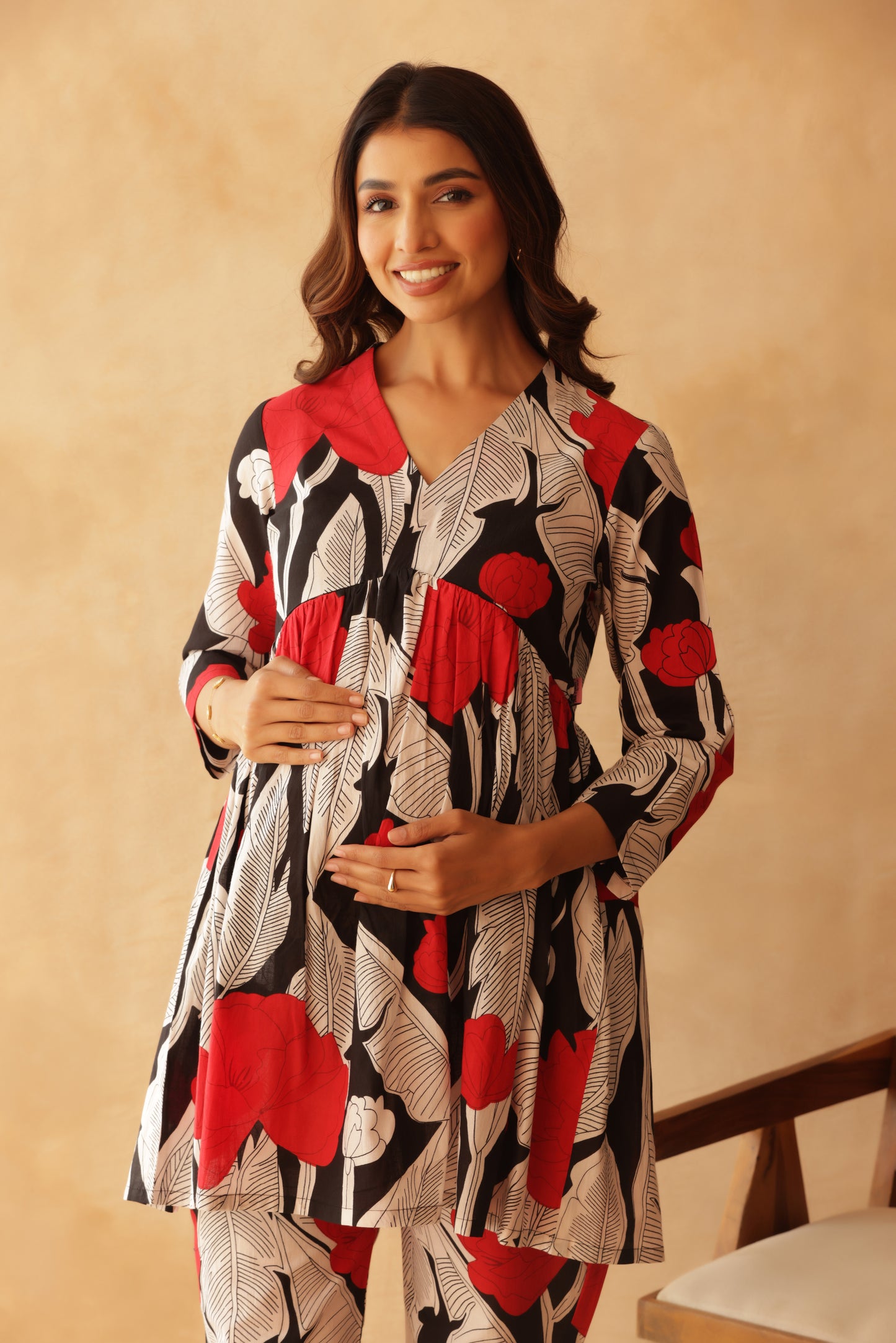 Noir Floral Affair Maternity & Nursing Co-ord Set