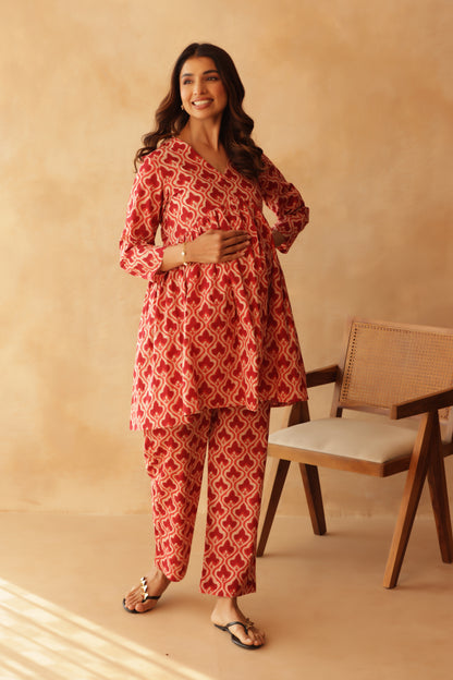 Ruby Heritage Bloom Maternity & Nursing Co-ord Set