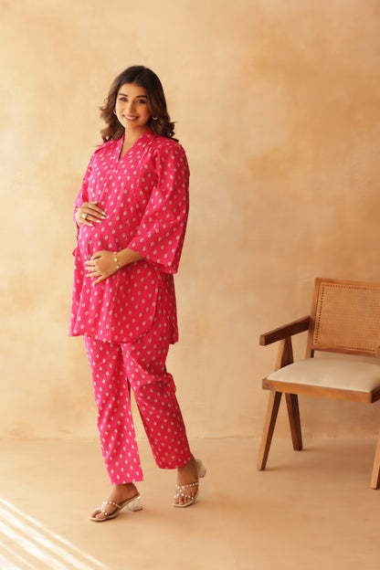 Blush Heritage Booti Maternity & Nursing Co-ord Set