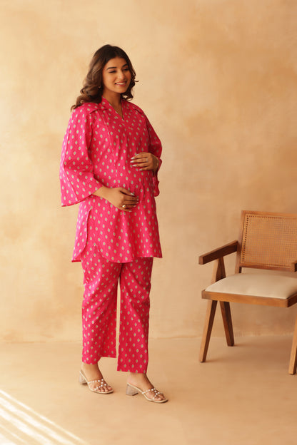 Blush Heritage Booti Maternity & Nursing Co-ord Set