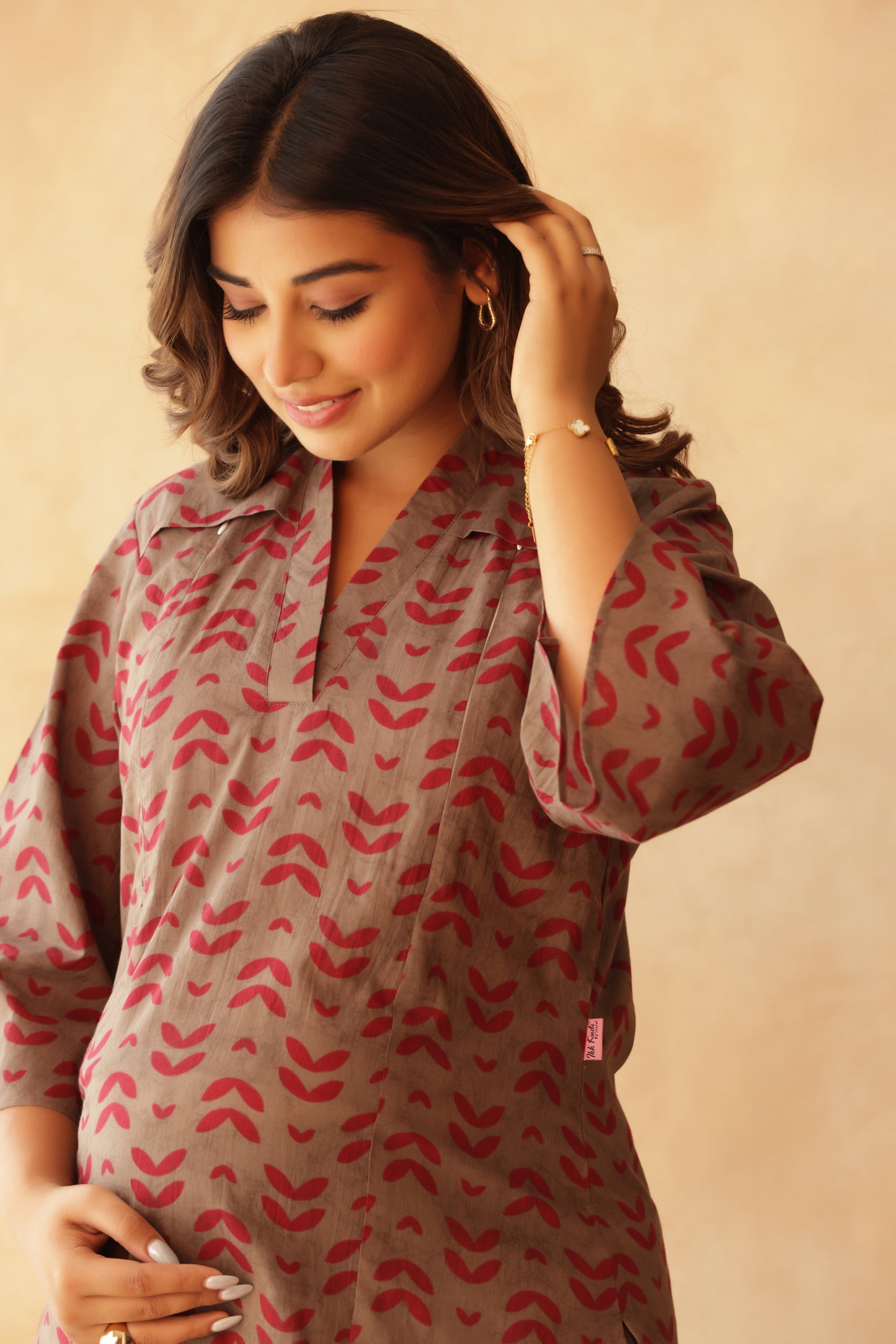 Gulabi Patta Maternity & Nursing Co-ord Set