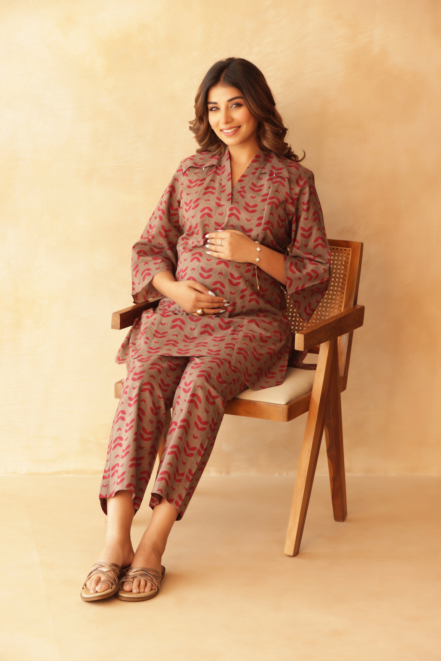 Gulabi Patta Maternity & Nursing Co-ord Set