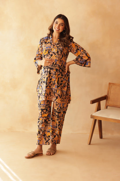 Midnight Folk Tale Maternity & Nursing Co-ord Set