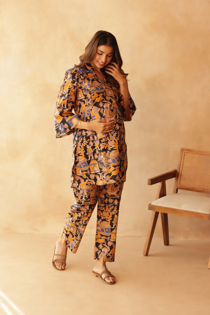 Midnight Folk Tale Maternity & Nursing Co-ord Set