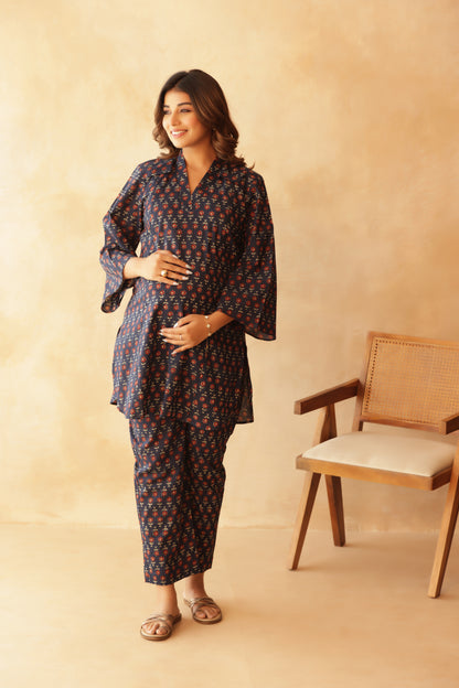 Twilight Bloom Maternity & Nursing Co-ord Set
