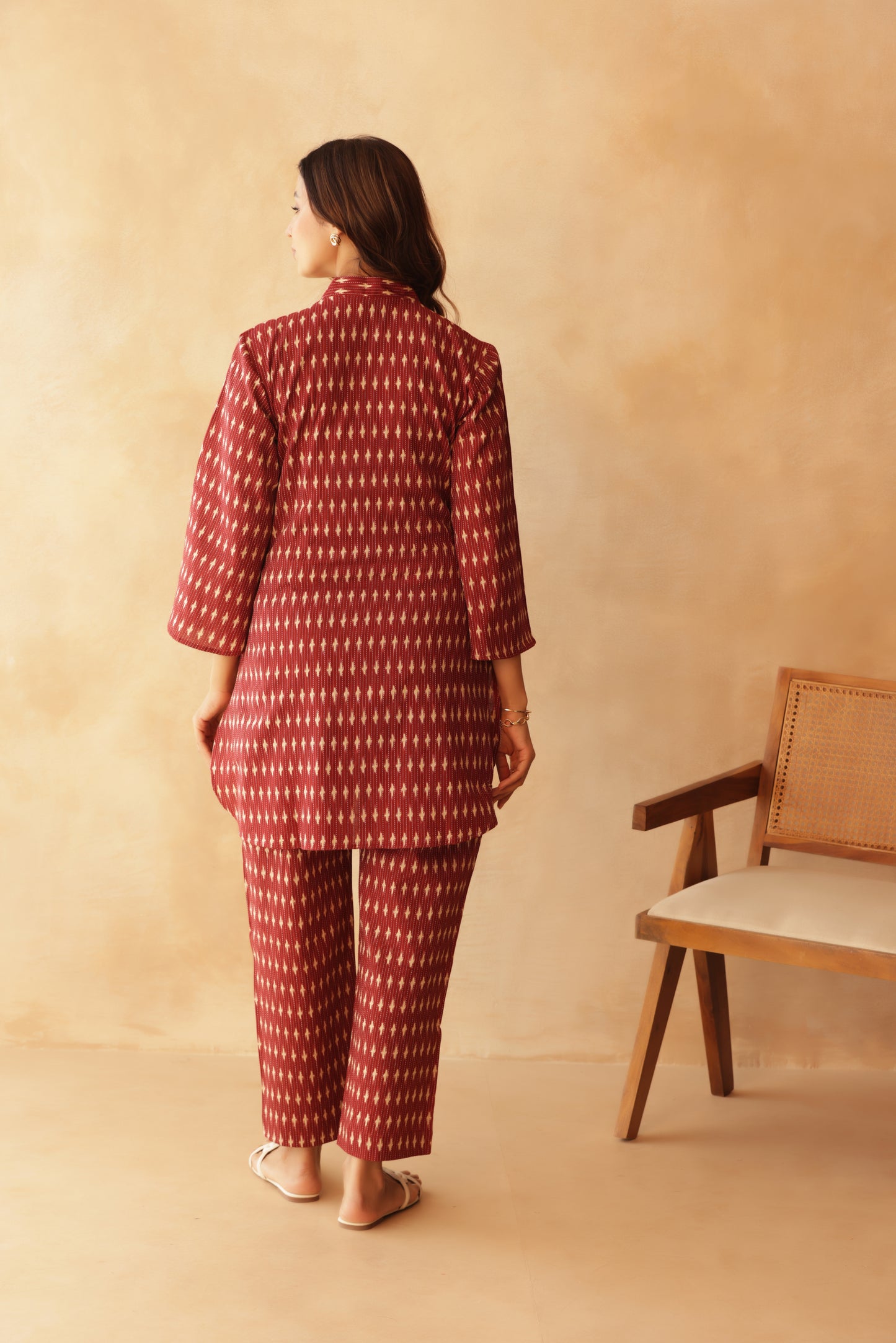 Crimson Ikkat Trail Maternity & Nursing Co-ord Set