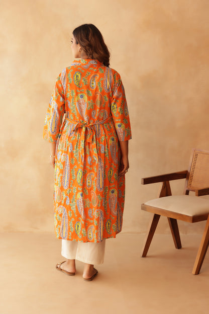 Tangerine Paisley Maternity & Nursing Kurta