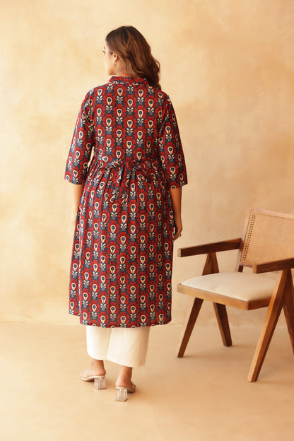 Bloom in Blue Maternity & Nursing Kurta