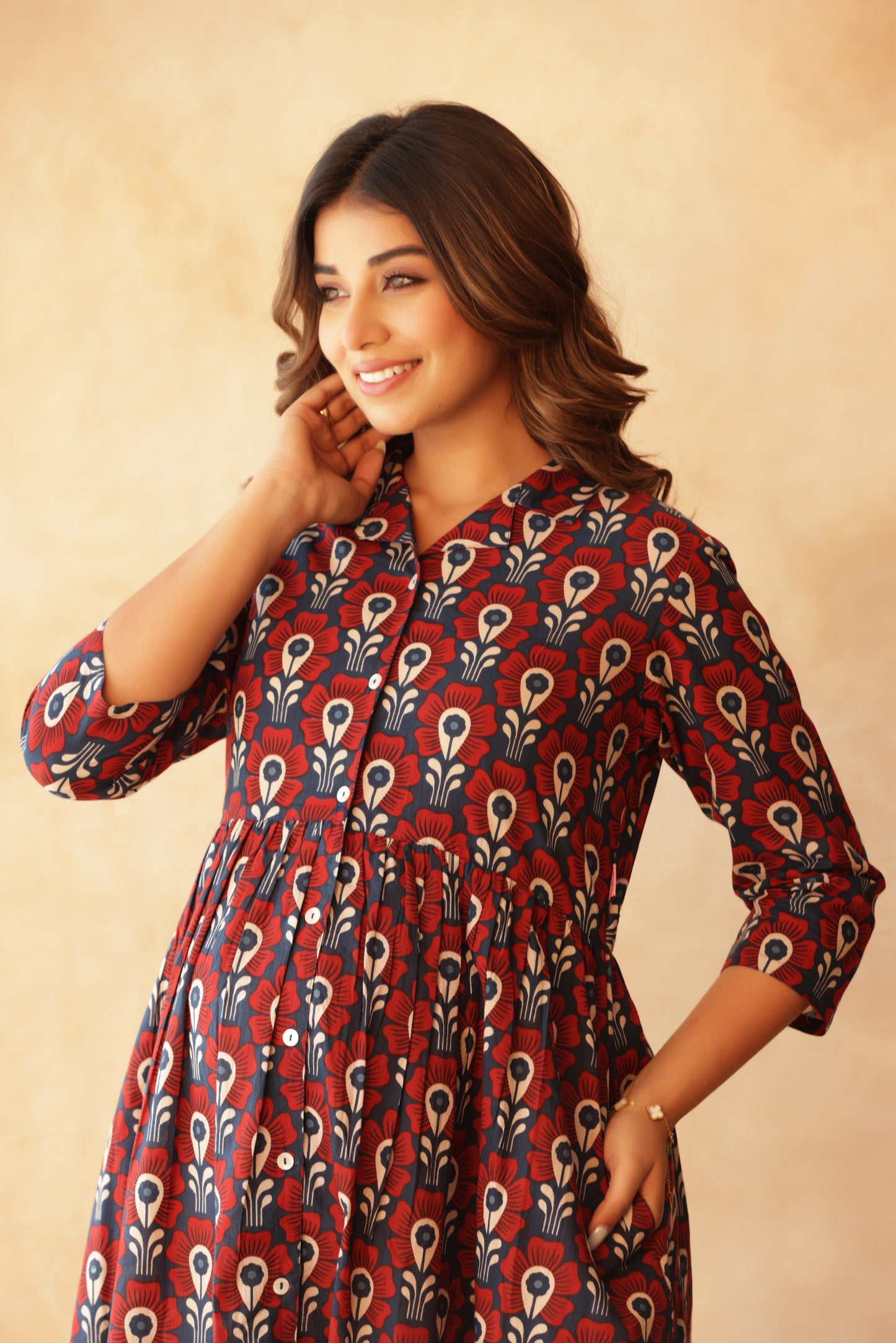 Bloom in Blue Buttoned Maternity & Nursing Dress