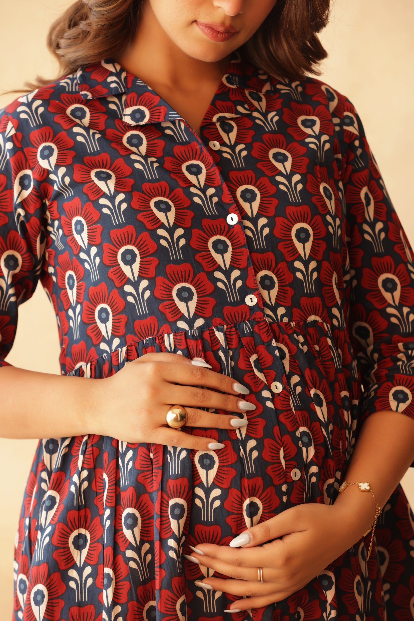 Bloom in Blue Buttoned Maternity & Nursing Dress