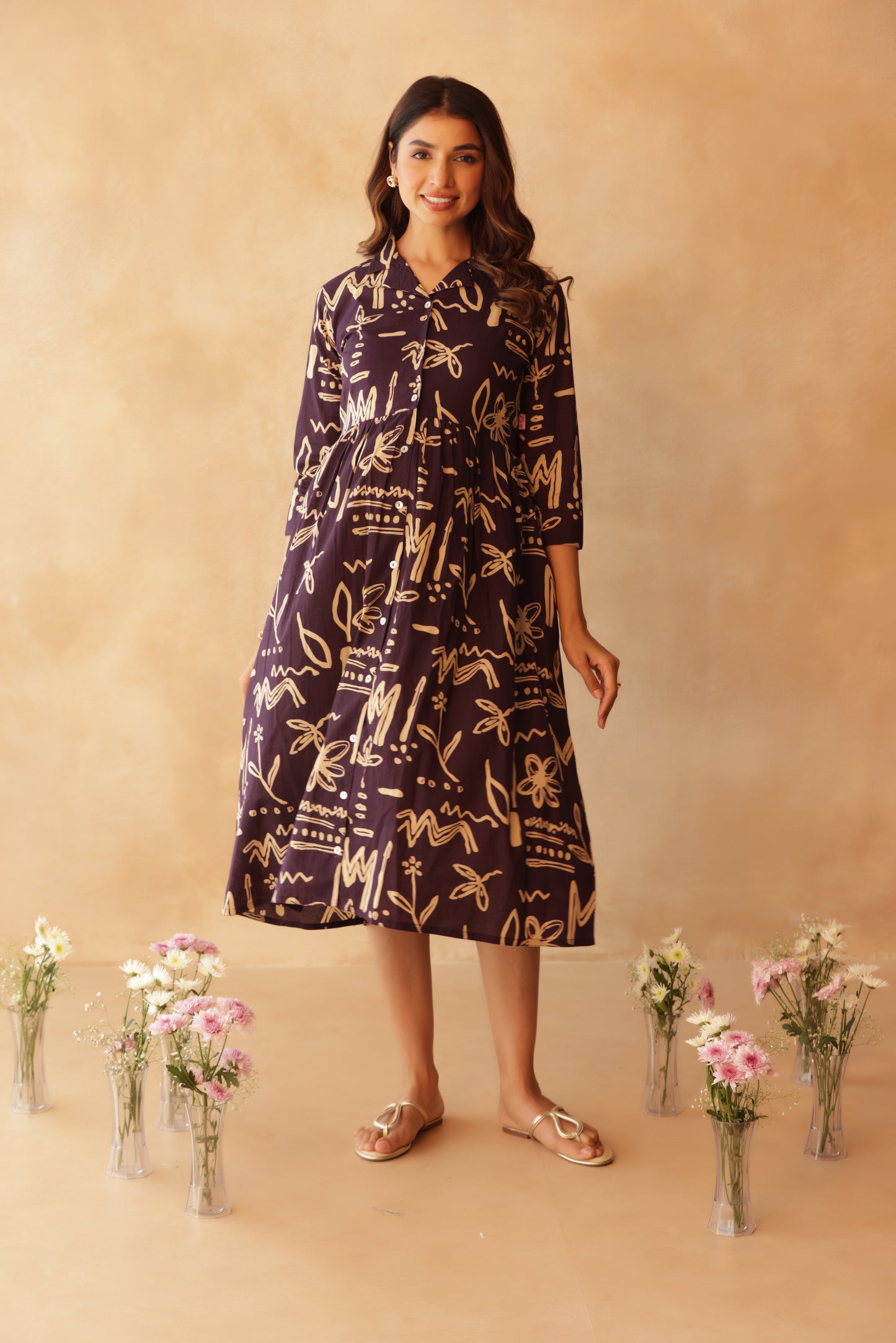 Artisan Lineplay Buttoned Maternity & Nursing Dress