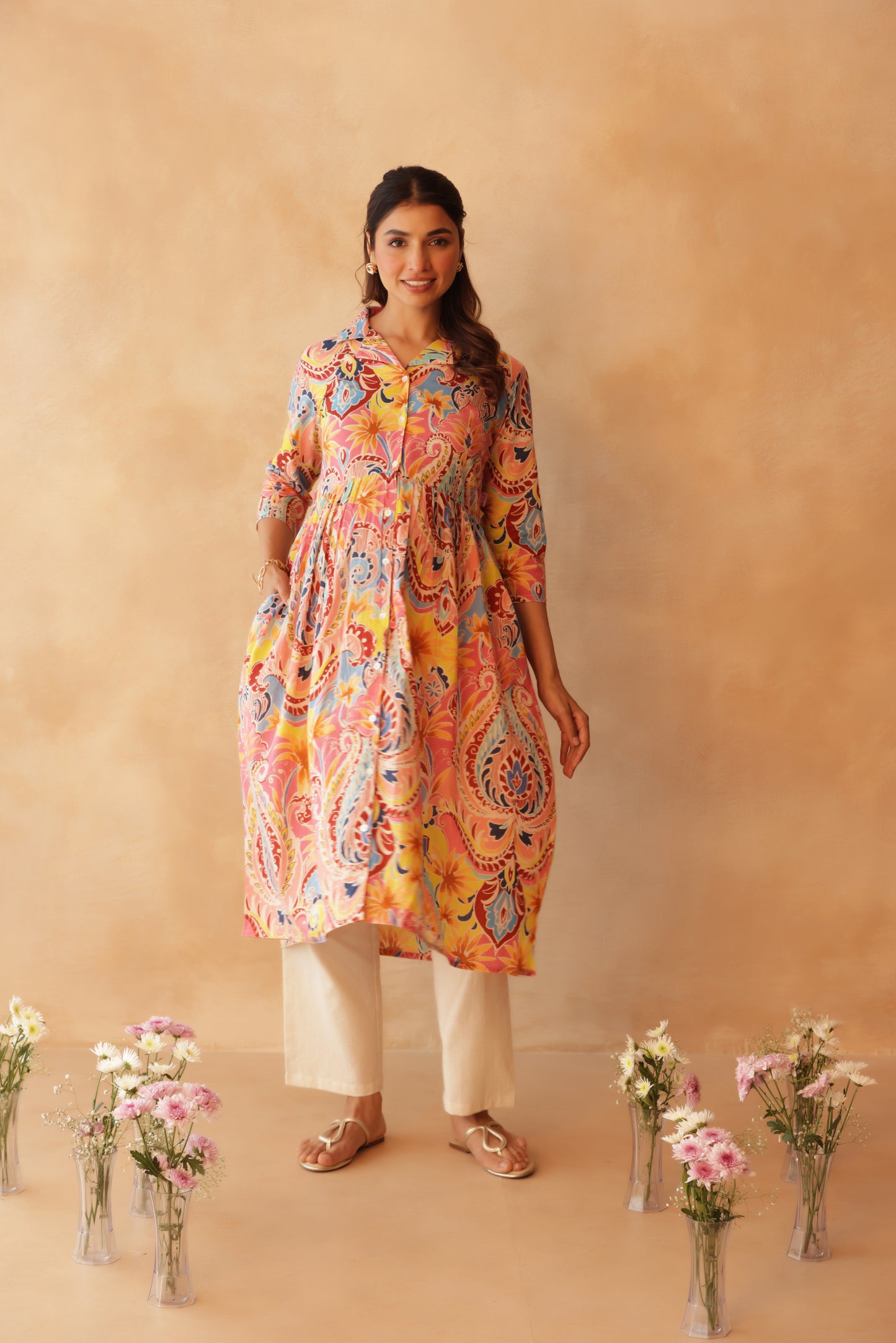 Gulabi Gulmohar Maternity & Nursing Kurta