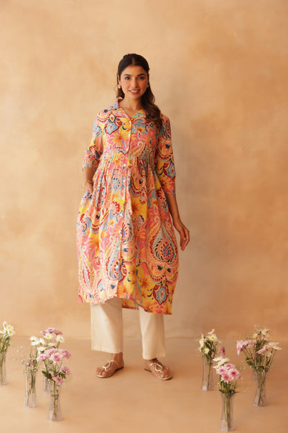 Gulabi Gulmohar Maternity & Nursing Kurta