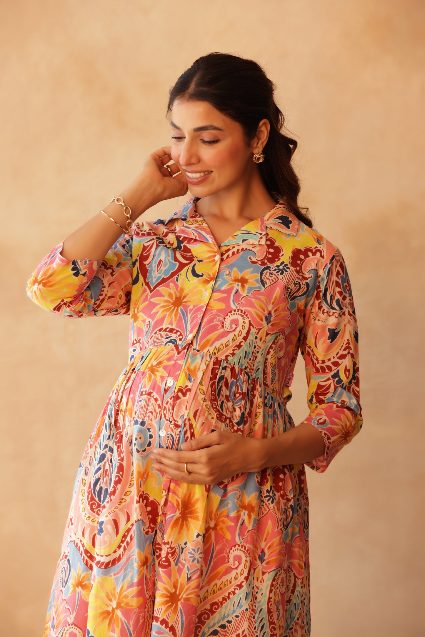 Gulabi Gulmohar Maternity & Nursing Kurta