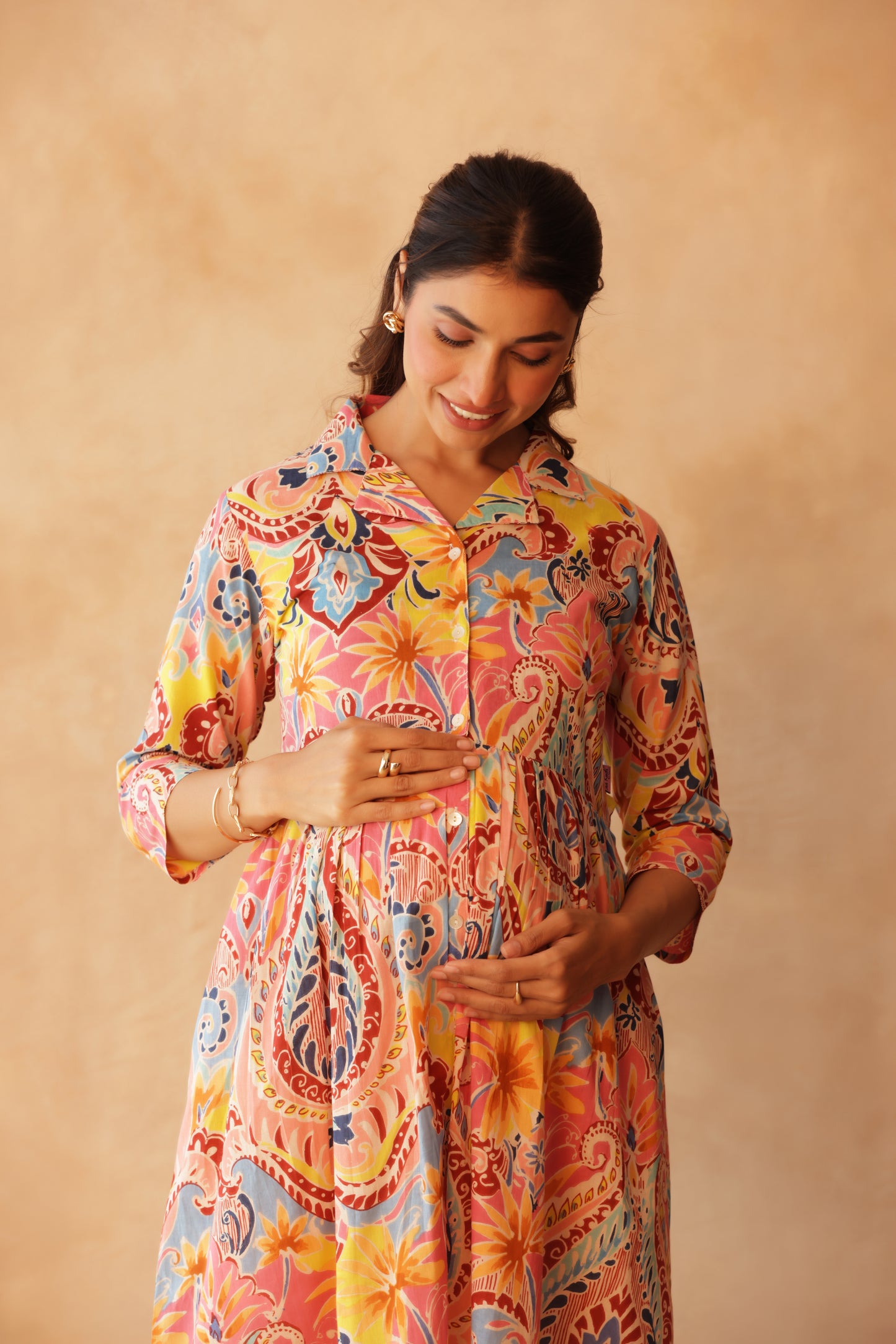 Gulabi Gulmohar Maternity & Nursing Dress