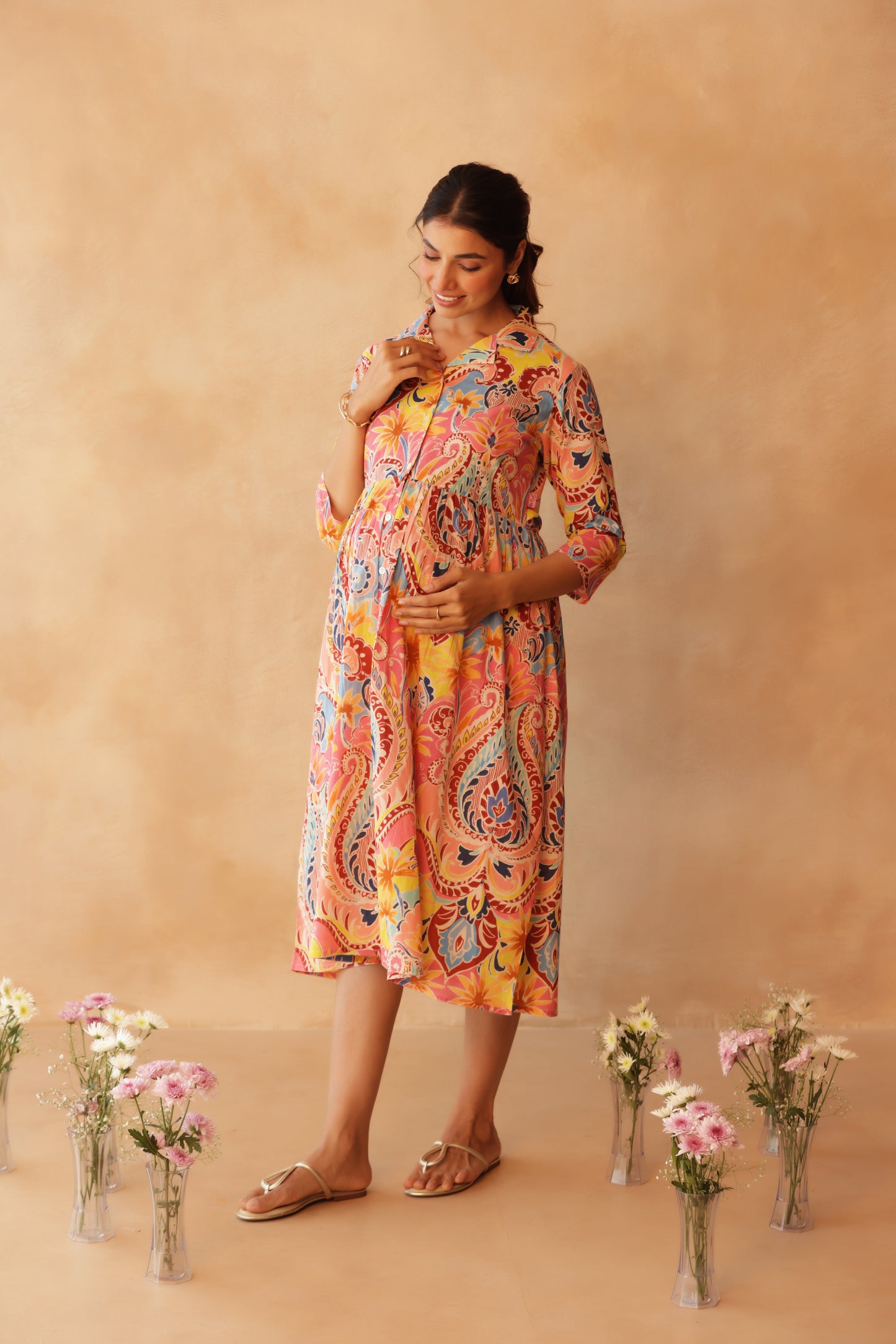 Gulabi Gulmohar Maternity & Nursing Dress