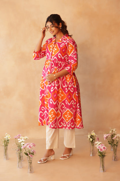 Rangmahal Ikkat Maternity & Nursing Kurta