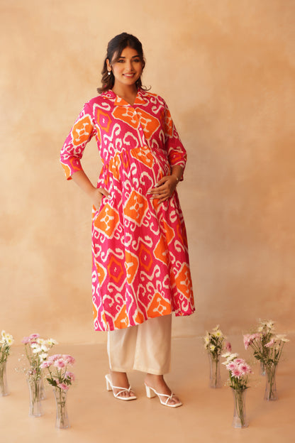 Rangmahal Ikkat Maternity & Nursing Kurta