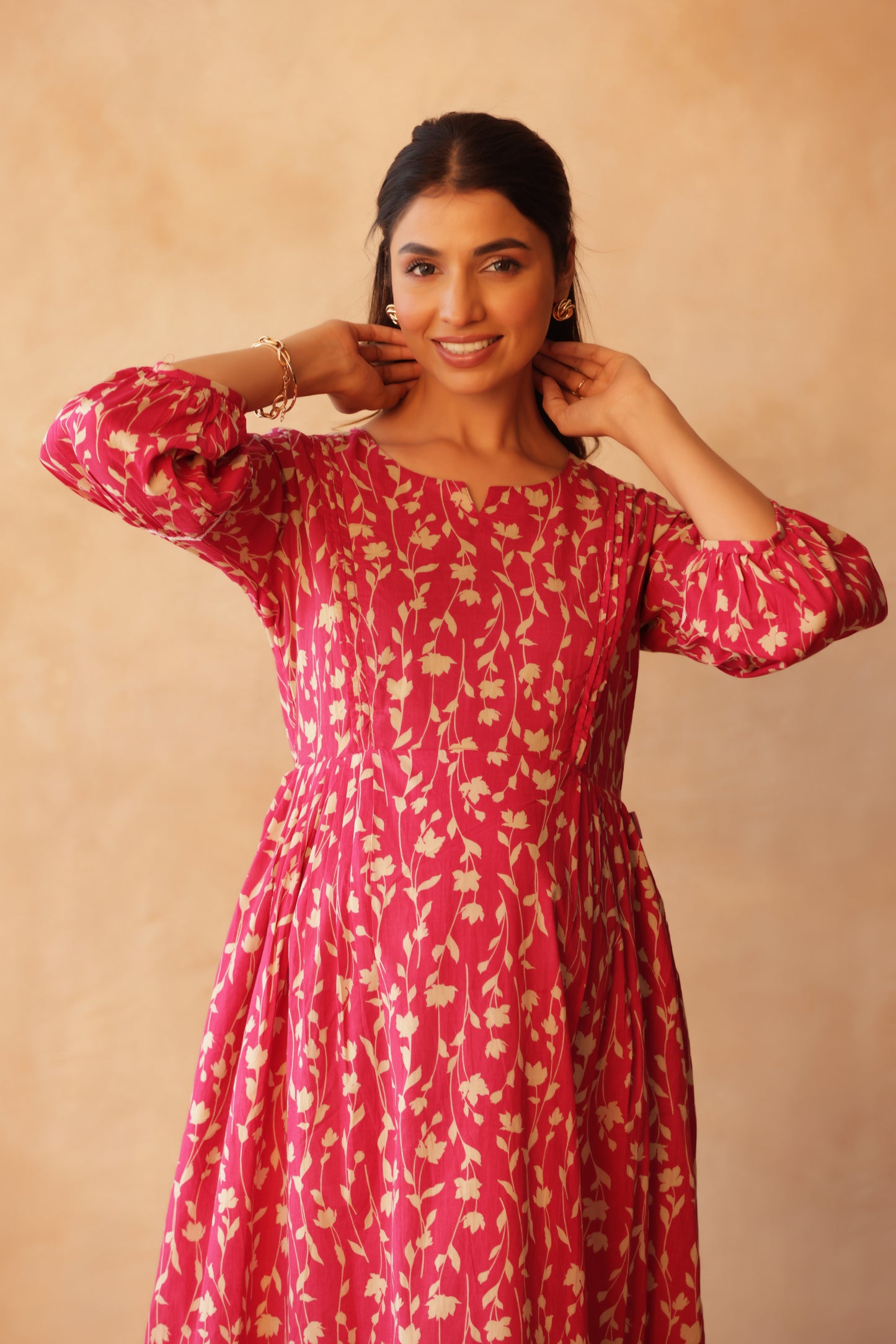 Rosewood Floral Drift Maternity & Nursing Dress