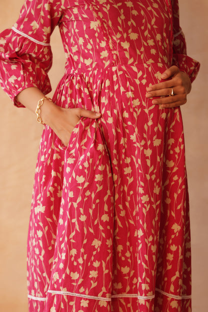 Rosewood Floral Drift Maternity & Nursing Kurta