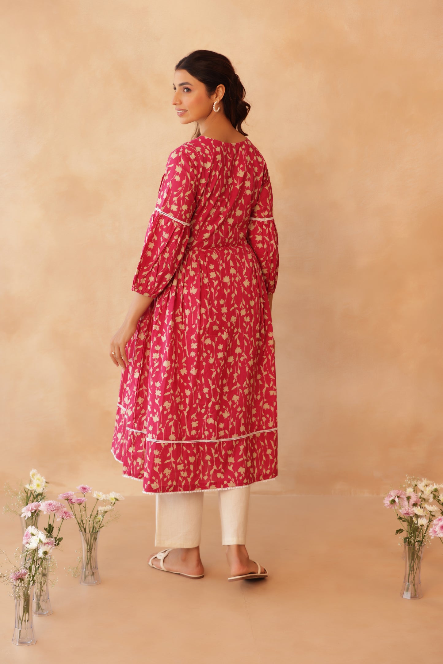 Rosewood Floral Drift Maternity & Nursing Kurta