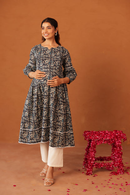 Blue Meadow Calm  Maternity & Nursing Kurta