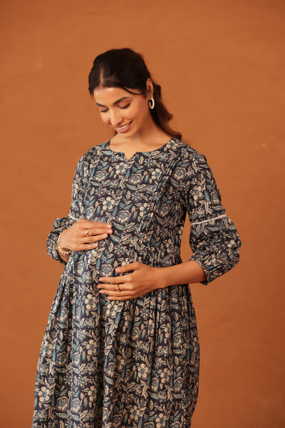 Blue Meadow Calm  Maternity & Nursing Kurta