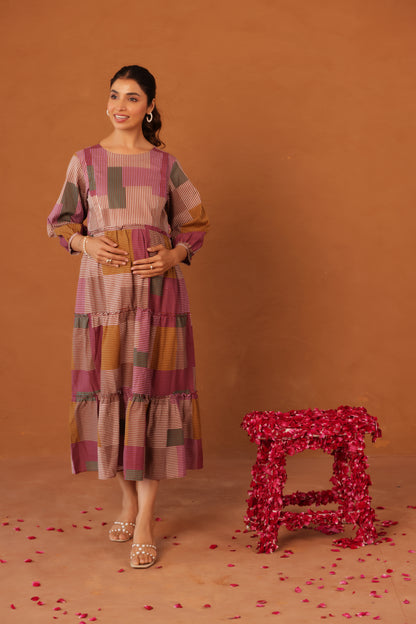 Rustline Stripe Maternity & Nursing Tier Dress