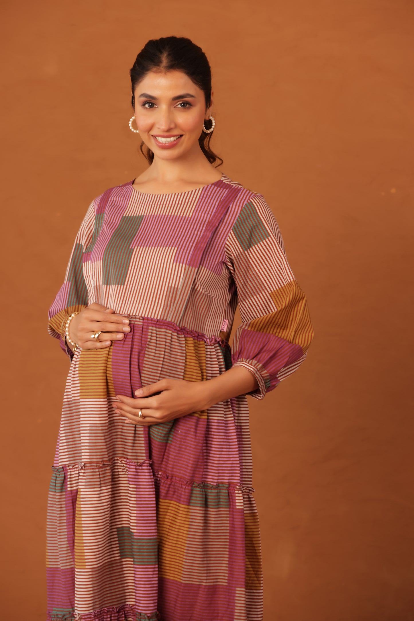 Rustline Stripe Maternity & Nursing Tier Dress