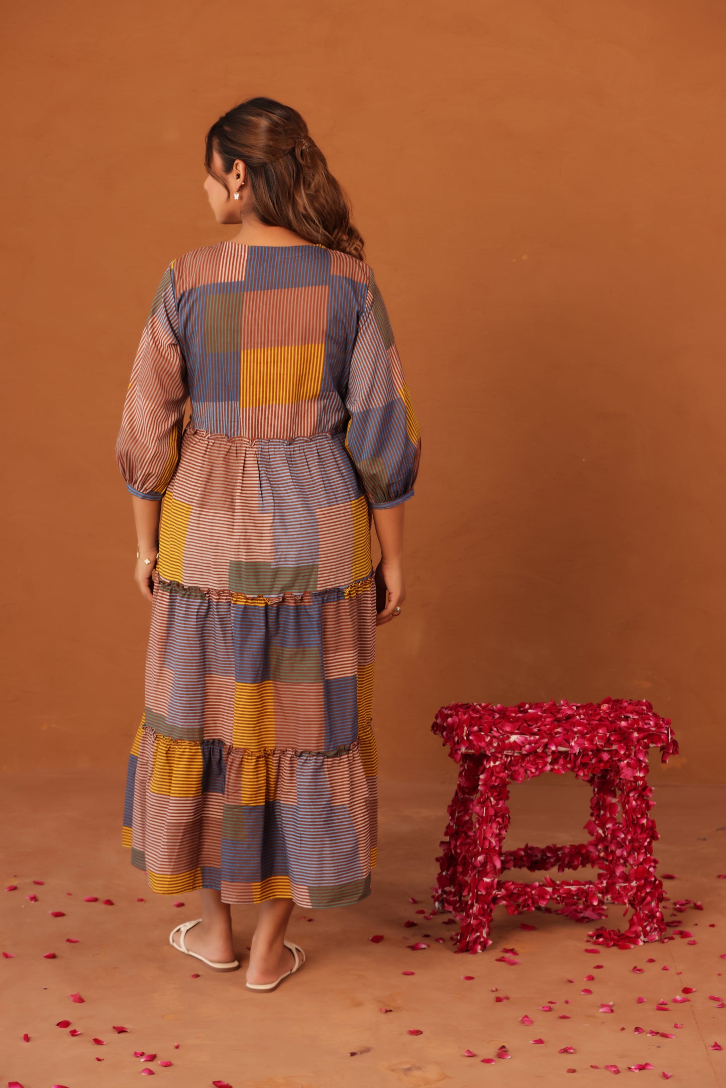 Colorblock Stripe Story Maternity & Nursing Tier Dress