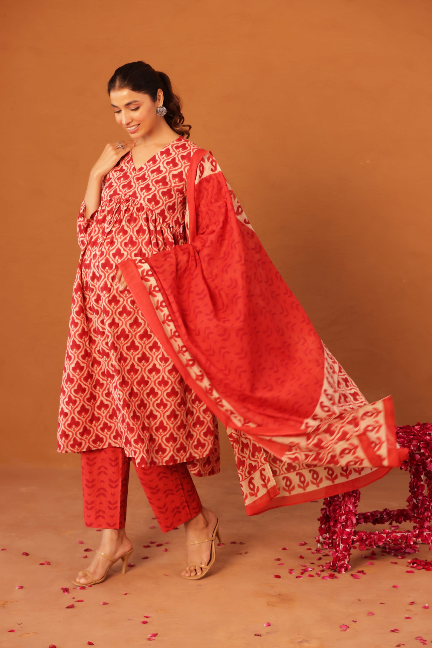 Ruby Heritage Bloom Maternity & Nursing Kurta Pant Set with Dupatta