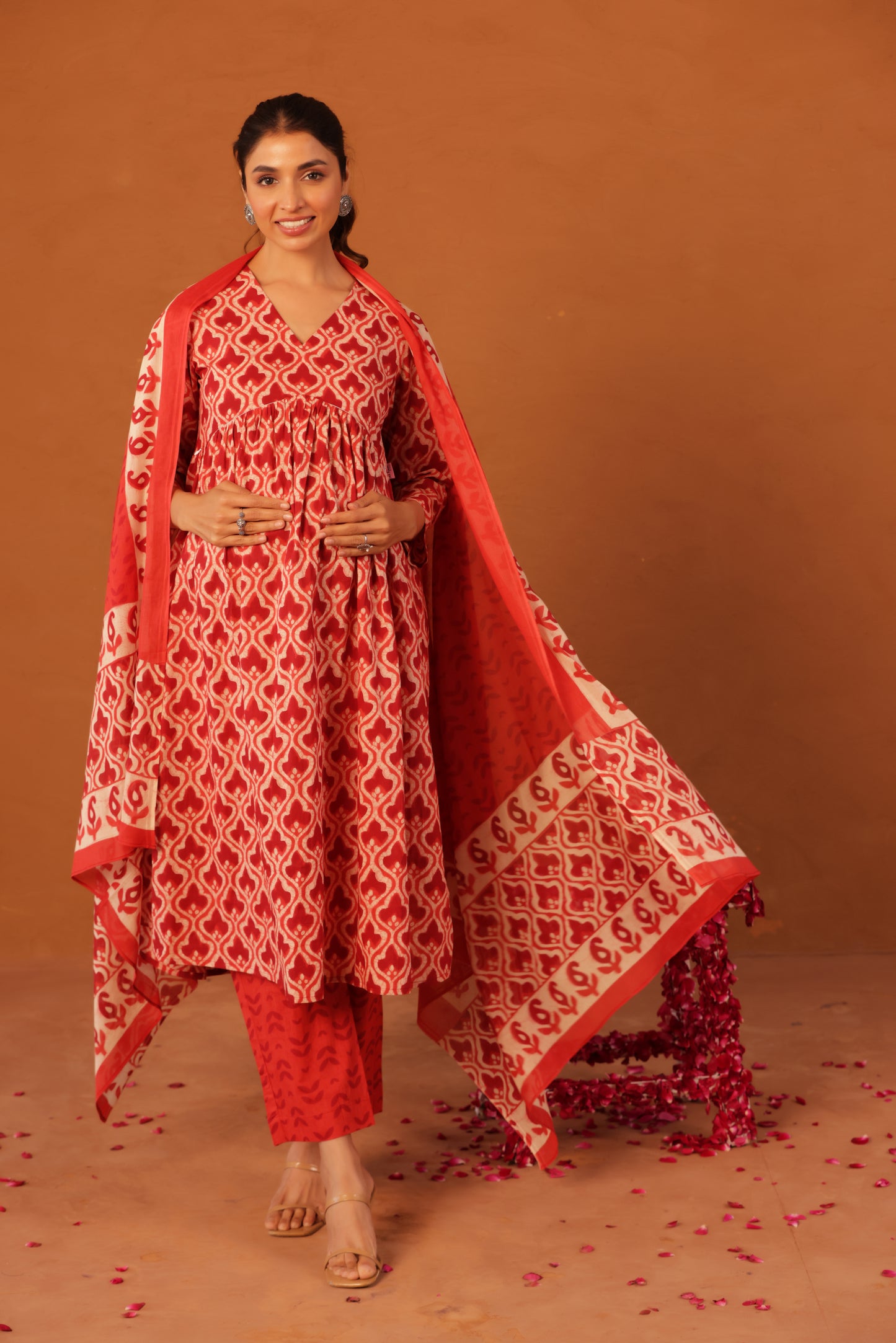 Ruby Heritage Bloom Maternity & Nursing Kurta Pant Set with Dupatta