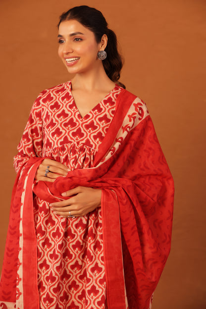 Ruby Heritage Bloom Maternity & Nursing Kurta Pant Set with Dupatta