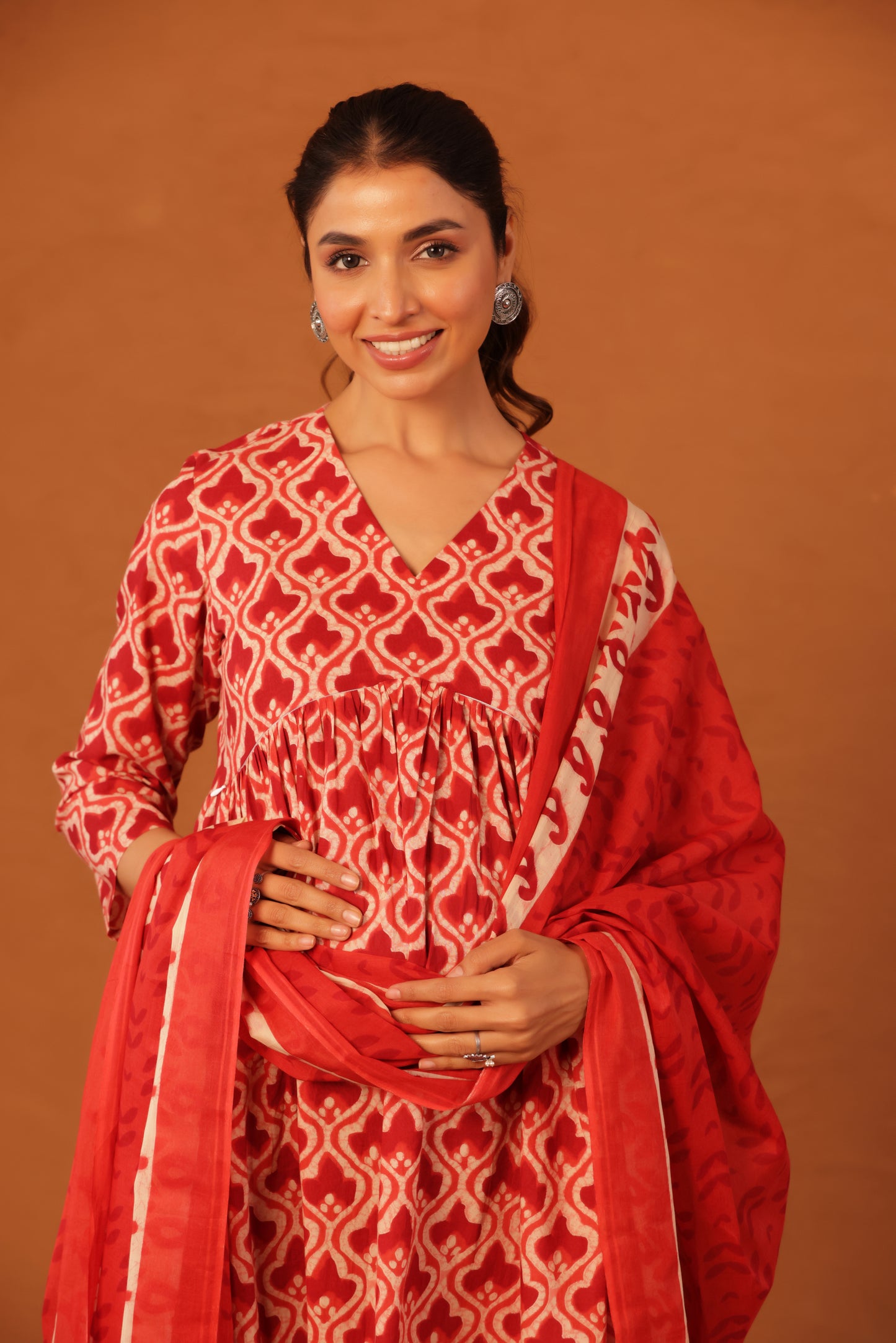 Ruby Heritage Bloom Maternity & Nursing Kurta Pant Set with Dupatta