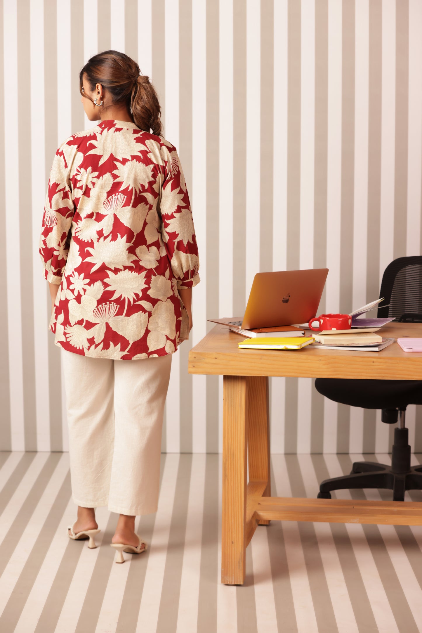 Wine & Ivory Bloom Maternity & Nursing Top