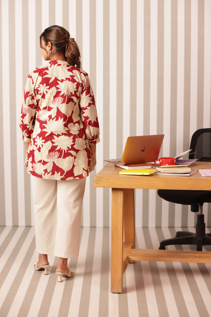 Wine & Ivory Bloom Maternity & Nursing Top