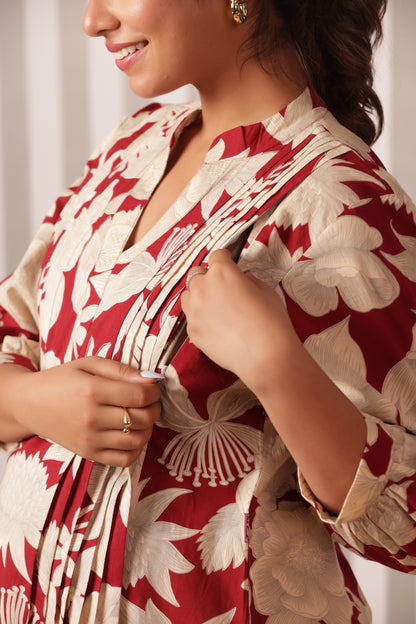 Wine & Ivory Bloom Maternity & Nursing Top