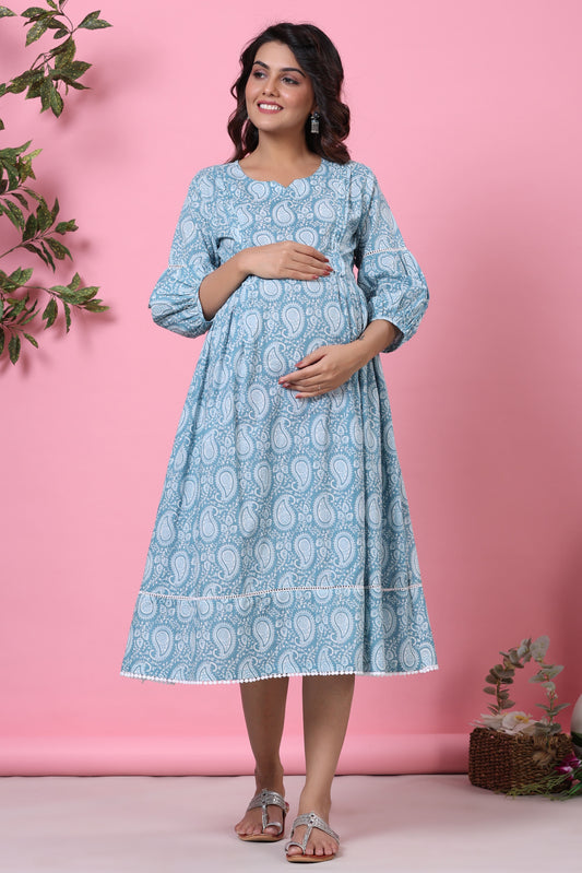 Paisley Finesse Maternity & Nursing Dress